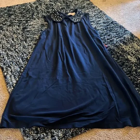 Philosophy navy beaded neckline dress M - Picture 2 of 9